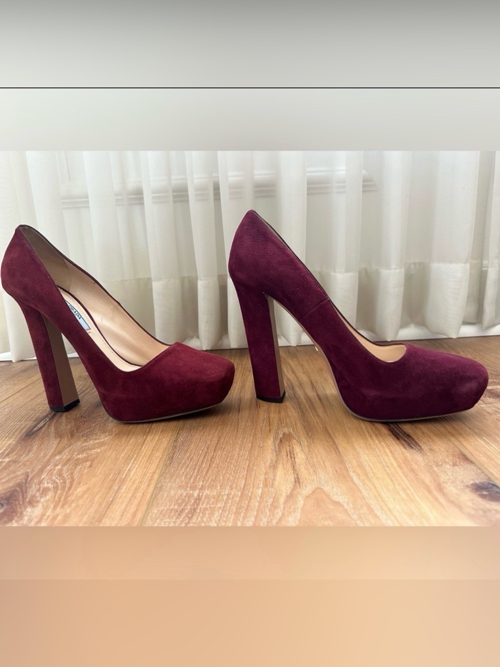 Prada Runway Style Burgundy Suede Pumps Size 42 Made in Italy - Picture 5 of 7